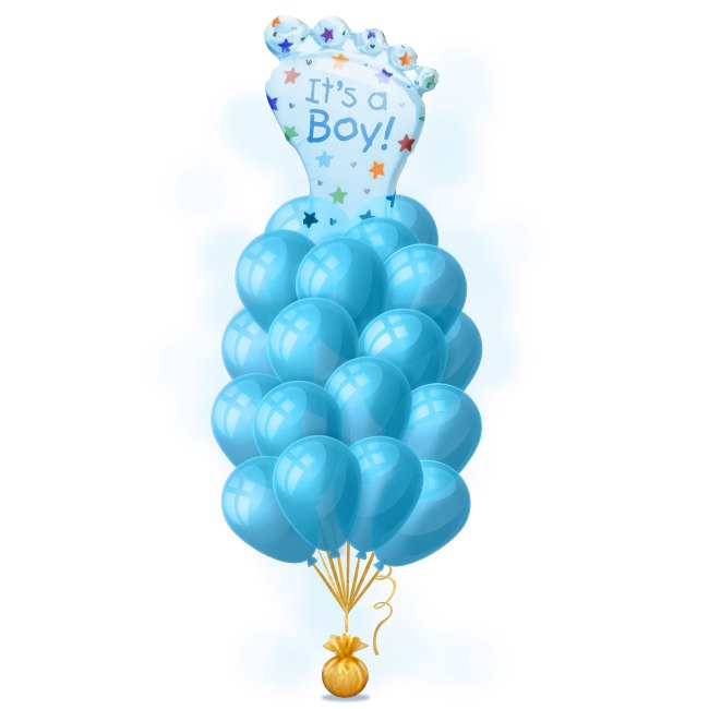 Набор шаров с гелием на встречу из роддома голубой для мальчика